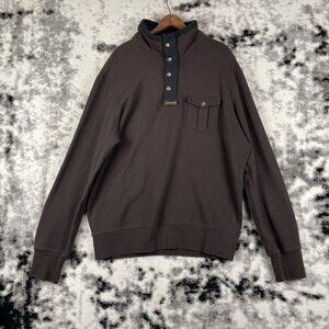 Vintage Polo Ralph Lauren Sweater Mens Size Extra Large Brown Cotton‎ Snap/Zip